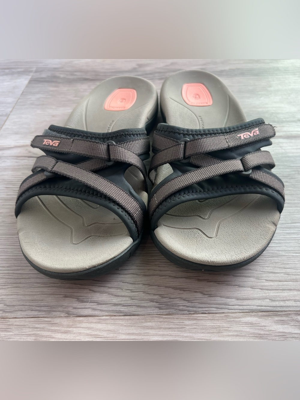 Teva Tirra Slide Sandals Brown Peach Strap women’s 7
